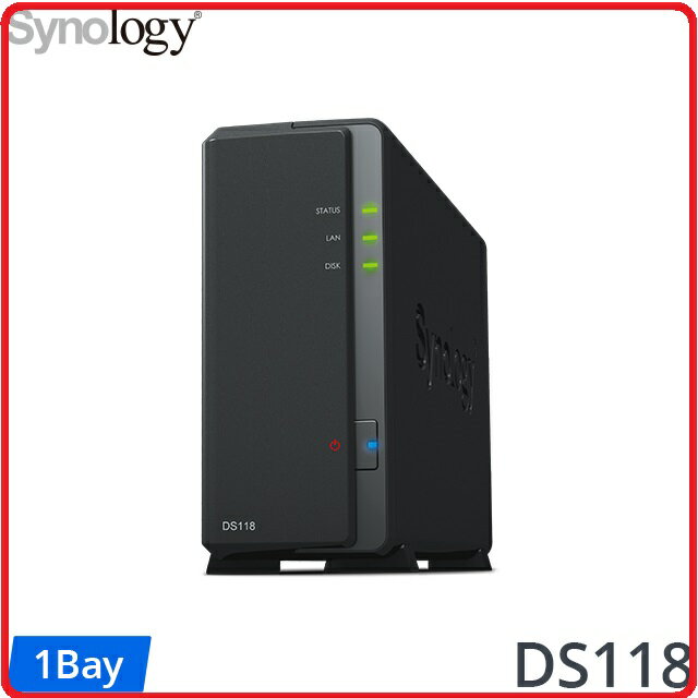 Synology 群暉科技 DiskStation DS118 NAS 1Bay/Realtek/1GB 網路儲存伺服器(不含硬碟)