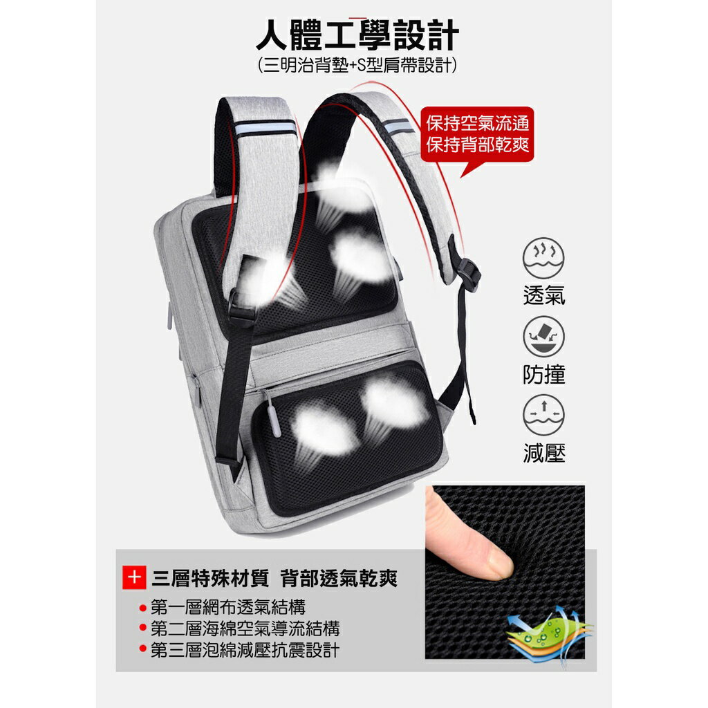 ISONA 16吋雙肩背帶電腦包 筆電包 後背包 雙肩包 書包 電腦後背包 macbook筆電平板輕薄優質防水牛津布材質 2