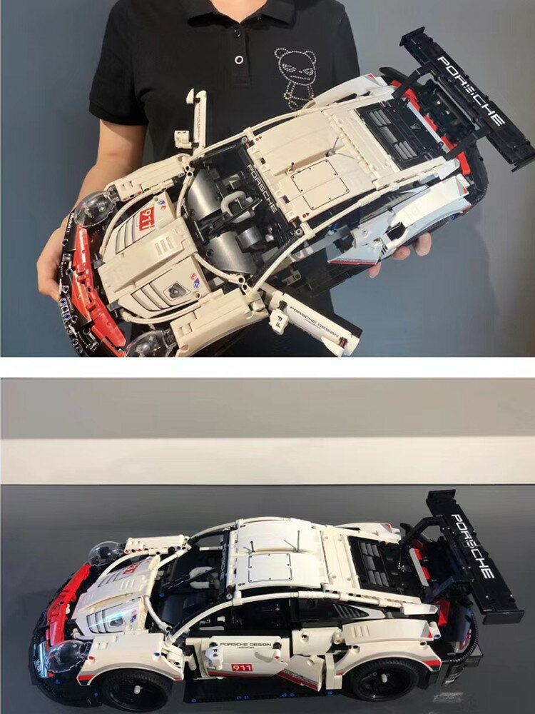 保時捷911跑車模型汽車蘭博基尼賽車拼裝積木玩具益智男孩子禮物-朵朵雜貨店