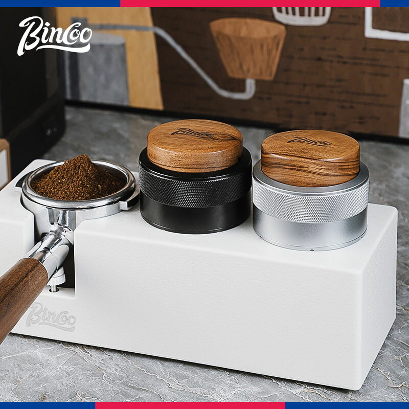 木紋咖啡壓粉器二合一按壓式螺紋底彈力布粉器填壓座底座