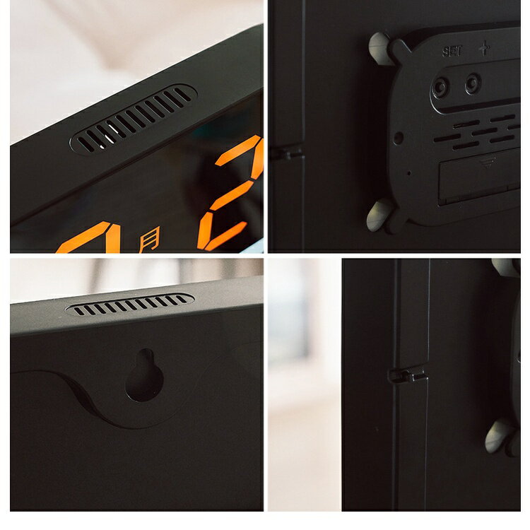 大屏高清時鐘 多功能掛鐘 方形LED彩色鍾 大號電子鐘掛牆 鬧鐘 客廳倒數計時器 房掛鐘 6