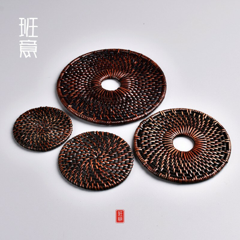 印尼老藤編杯墊茶墊養壺墊藤杯墊隔熱墊碗墊茶壺墊餐墊茶道盤墊