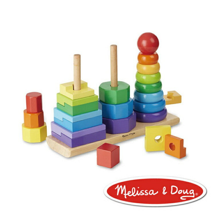 美國瑪莉莎 Melissa & Doug 益智遊戲 彩虹幾何疊疊樂