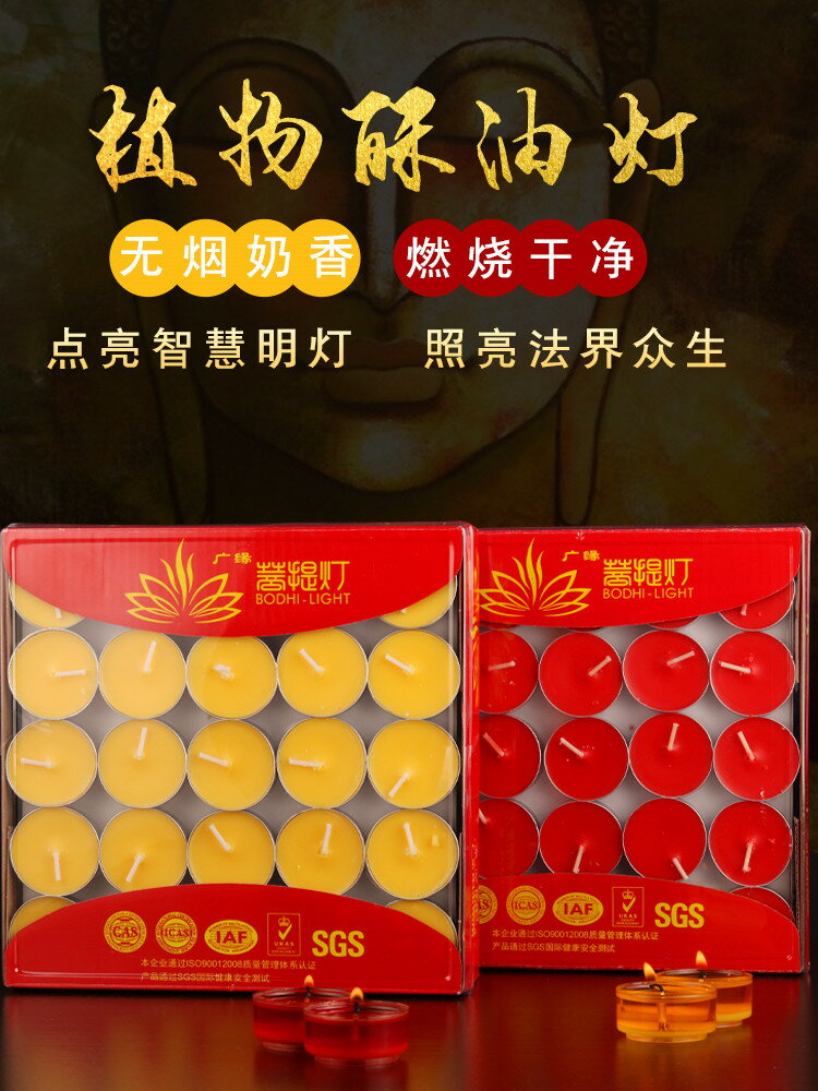 酥油燈蠟燭1/2/4/8小時100粒供燈佛堂純酥油蠟燭燈家用供佛長明燈