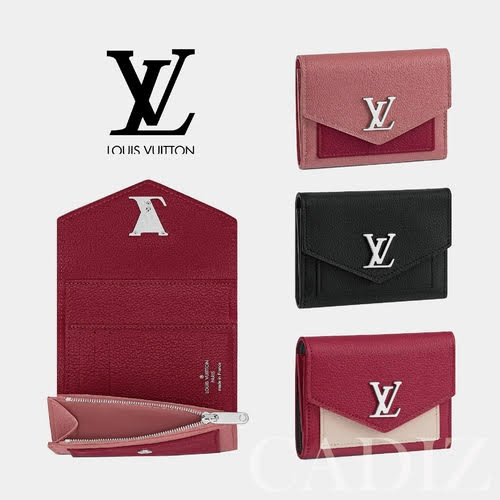 法國正品 Louis Vuitton MYLOCKME COMPACT WALLET 粉紫紅色銀飾短夾 M62948