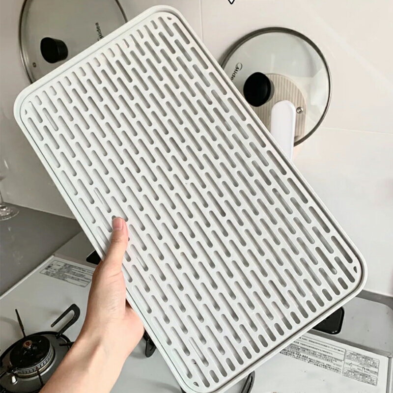 【滿299出貨】北歐簡約塑膠水杯託盤長方形家用分雙層瀝水盤廚房置物收納盤防滑