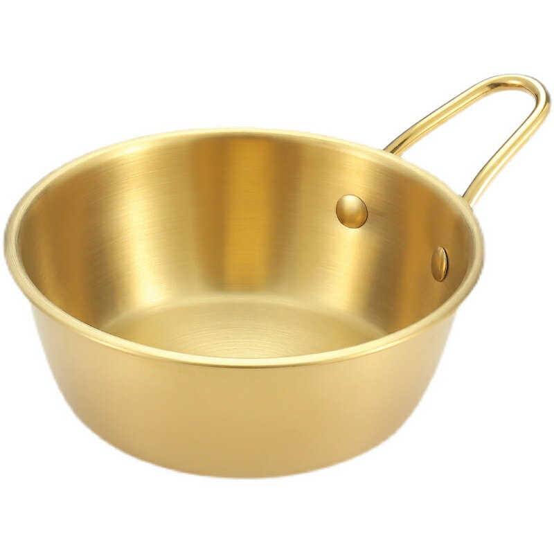 304不銹鋼熱涼酒碗金色小黃碗韓國調料碗料理碗韓式米酒碗帶把手 4