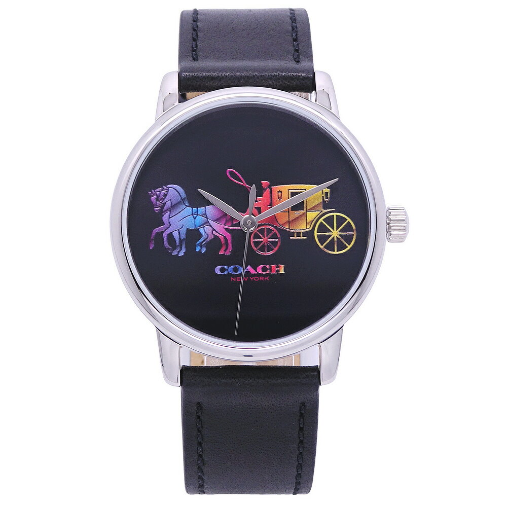 COACH 美國頂尖精品簡約時尚經典馬車流行腕錶-黑-14503585