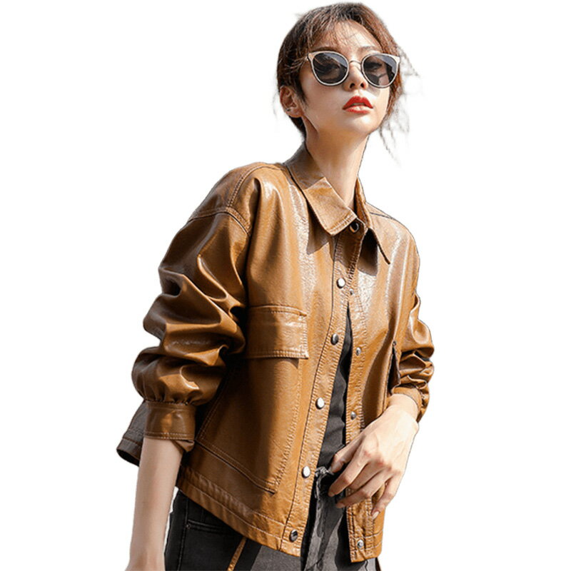 【紐約精品】 現貨+預購 真羊皮皮衣秋冬外套寬鬆休閒女裝-單排扣洋氣夾克女外套n1ml36