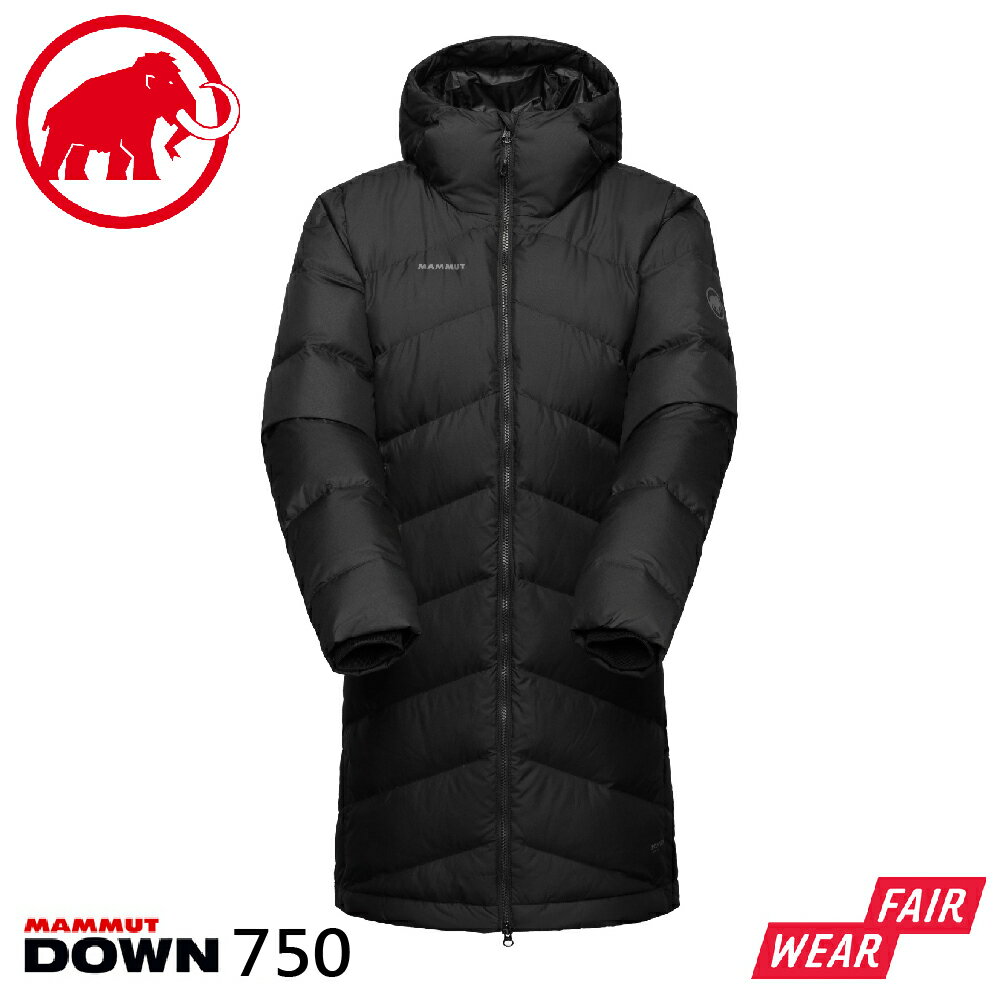 【MAMMUT 長毛象 女 Fedoz IN Hooded Parka 時尚長版羽絨連帽大衣外套《黑》】1013-02090