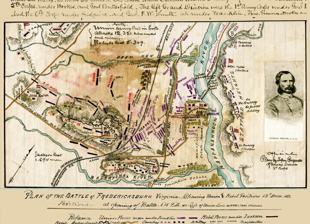 Posterazzi: Plan of the battle of Fredericksburg Virginia showing [sic ...