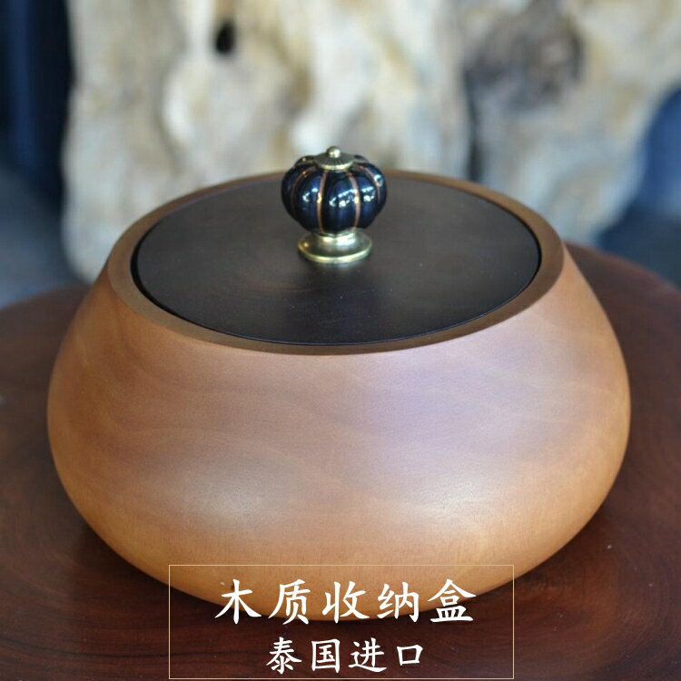 木質儲物罐客廳桌面收納盒東南亞特色家居飾品家用樣板房裝飾擺設