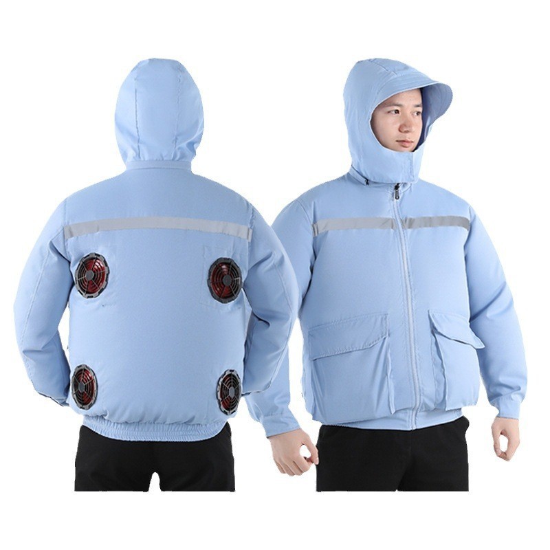 快樂購購❄️新款空調服 連帽可拆卸風扇服 男女戶外帶風扇勞保衣 降溫防曬帶風扇的衣服 4風扇衣 12V風扇外套 大風力空調服 帶風扇
