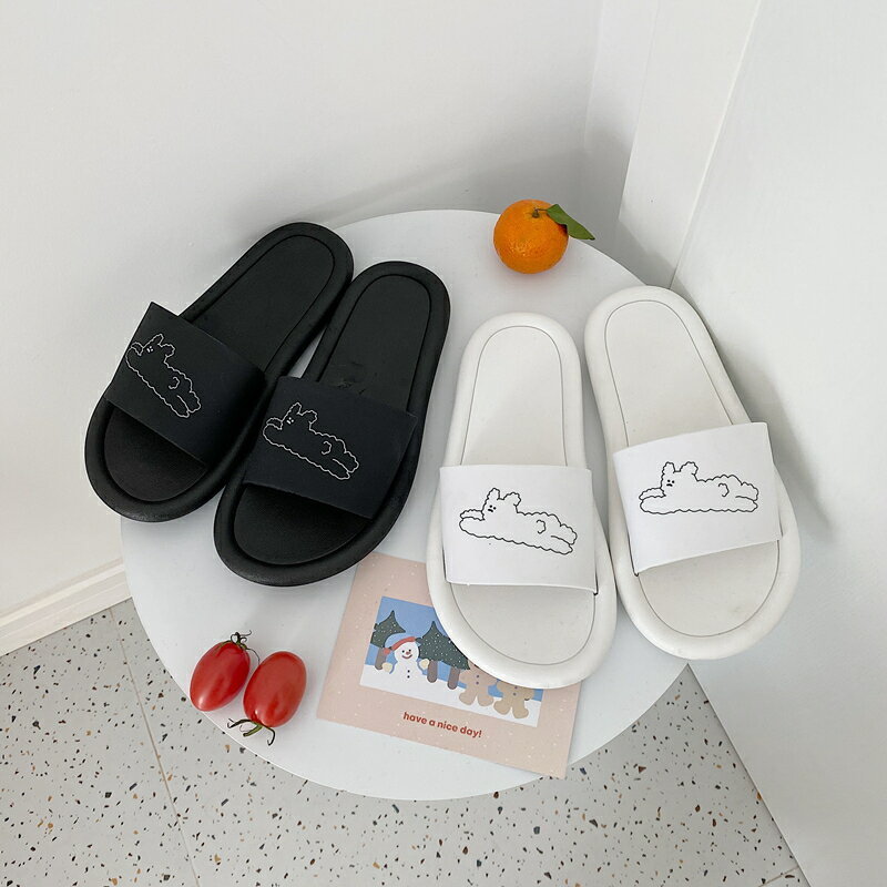 新款時尚卡通休閑平底居家室內鞋防滑家用洗澡浴室拖鞋女夏天
