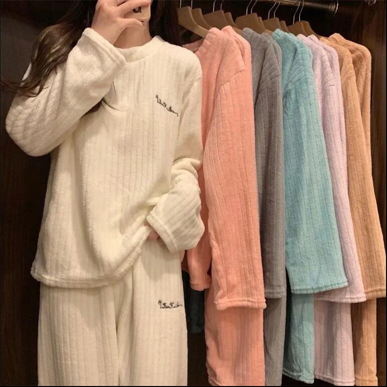 睡衣女秋冬暖暖可愛套裝珊瑚絨居家外穿百搭休閑寬松保暖仙女睡衣【步行者戶外生活館】