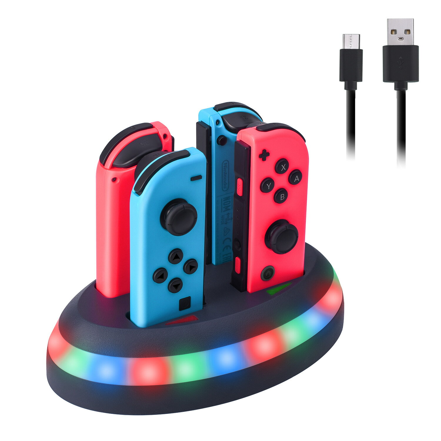 創意新款亞快充 joycon充電底座炫彩四座充