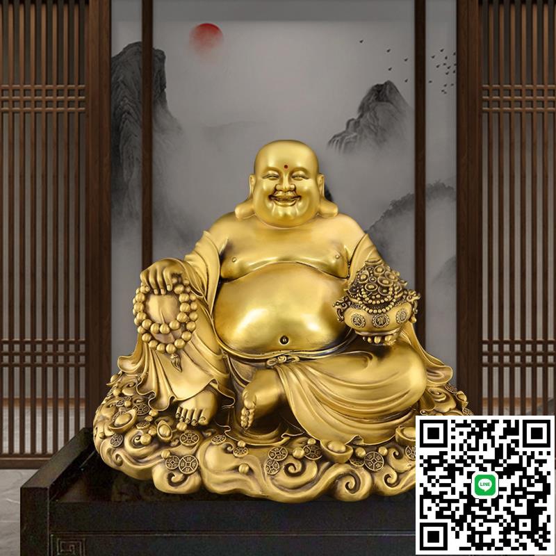 銅彌勒佛像擺件大肚笑佛菩薩招家用供奉客廳辦公室財家居裝飾禮品