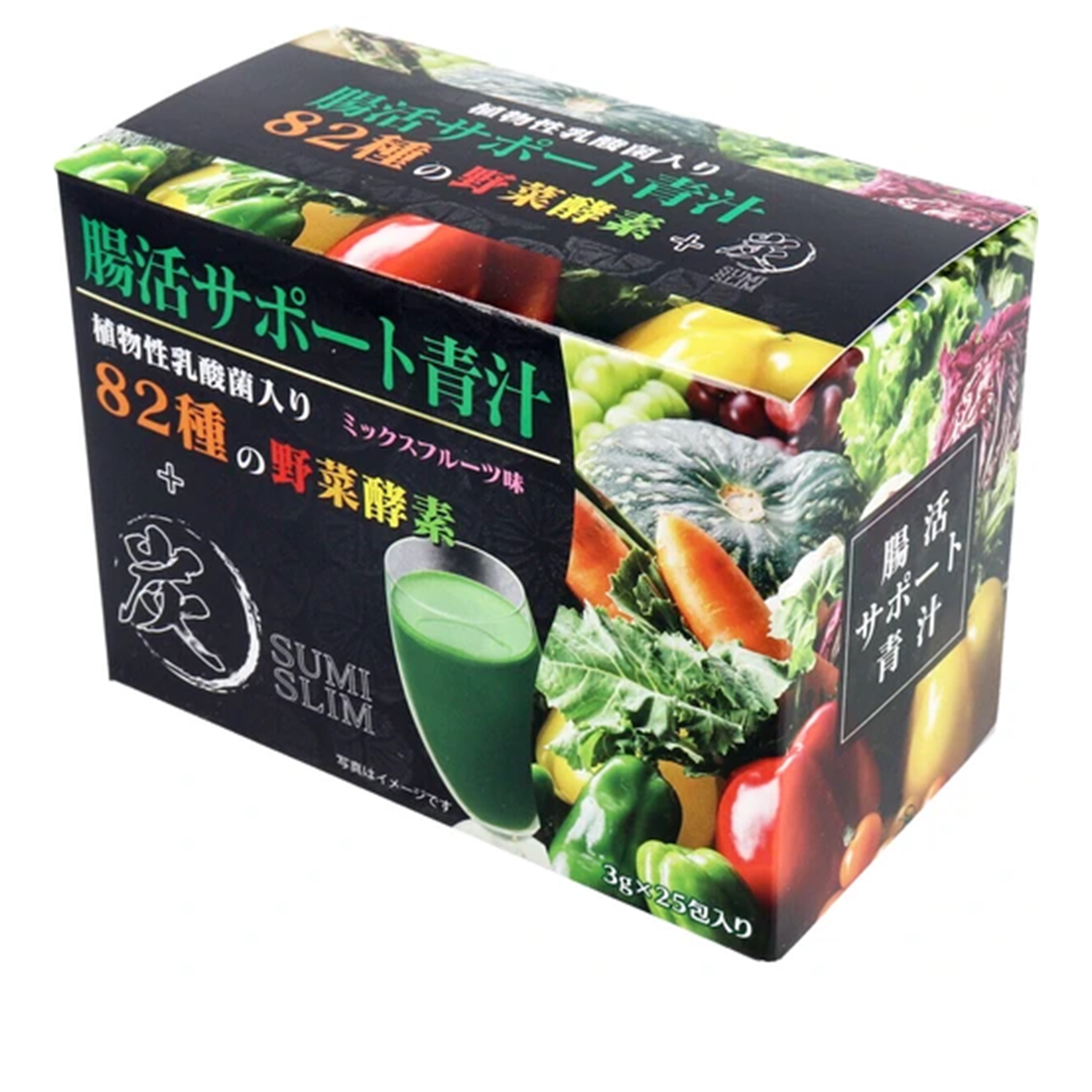 日本 HIKARI 含植物乳酸菌 82種植物酵素 + 木炭混合水果味 3g x 25包 青汁