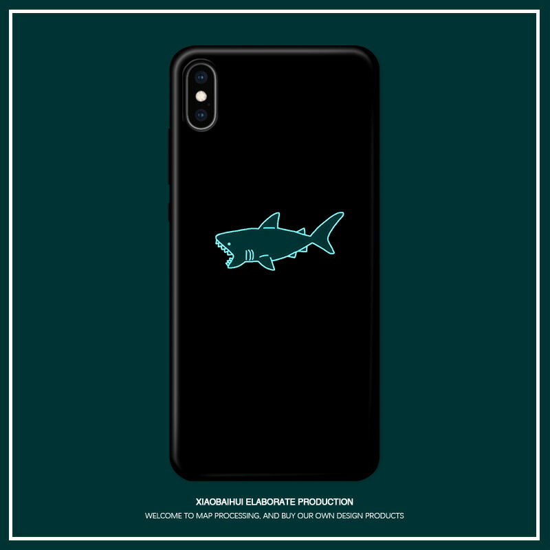 適用于iphone12pro/XSmax/678plus蘋果XR手機殼簡約個性鯊魚mini