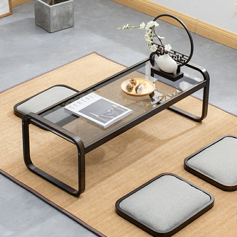 新中式茶幾小戶型茶桌椅組合家用飄窗桌子榻榻米客廳玻璃桌長方形
