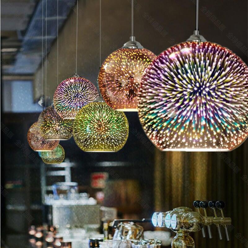 【全球優品匯】創意個性led彩色3d玻璃吊燈北歐後簡約餐客廳美式家居燈飾具