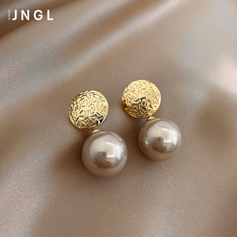 高級感珍珠金屬耳環女年新款潮耳釘時尚輕奢簡約氣質網紅耳飾