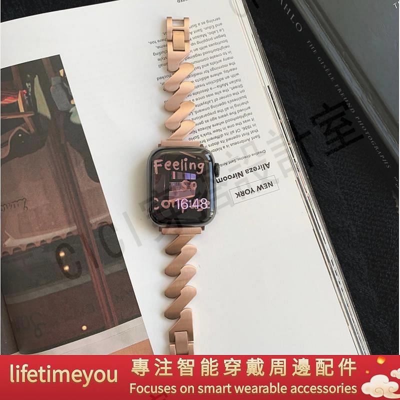 波浪紋啞光 不鏽鋼錶帶 適用Apple Watch 蘋果手錶錶帶 S7 S8 S6 SE 5 4 45mm 40mm【亞德機械五金家居】