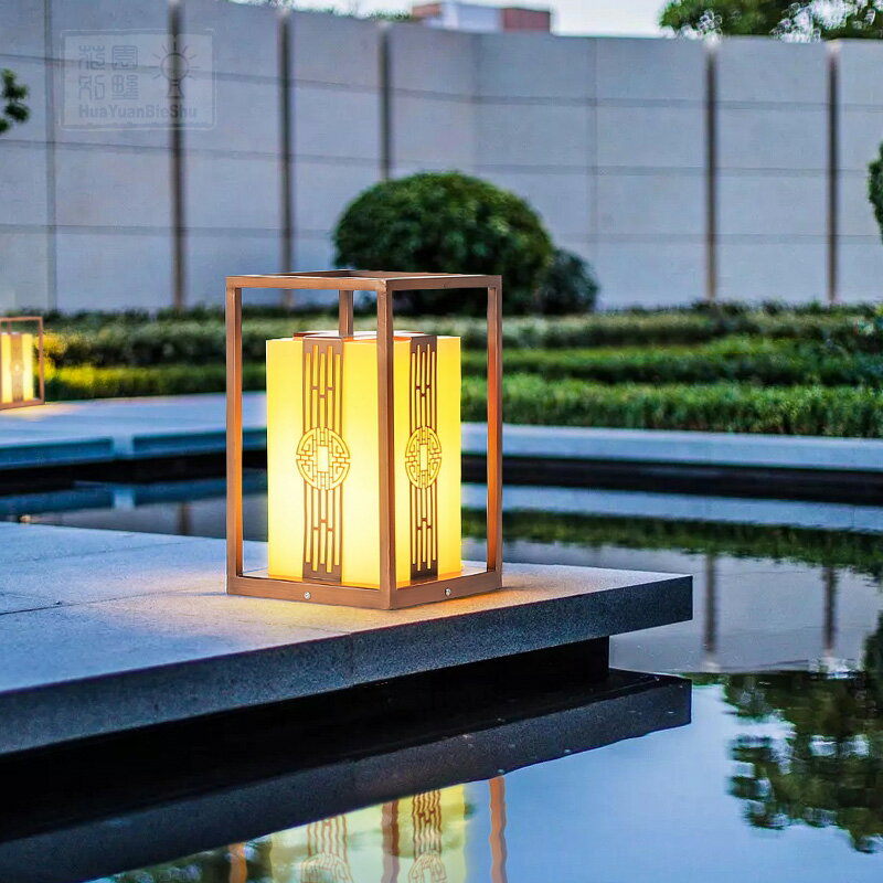 太陽能柱頭燈戶外防水圍墻燈大門燈室外花園別墅新中式庭院草坪燈 1