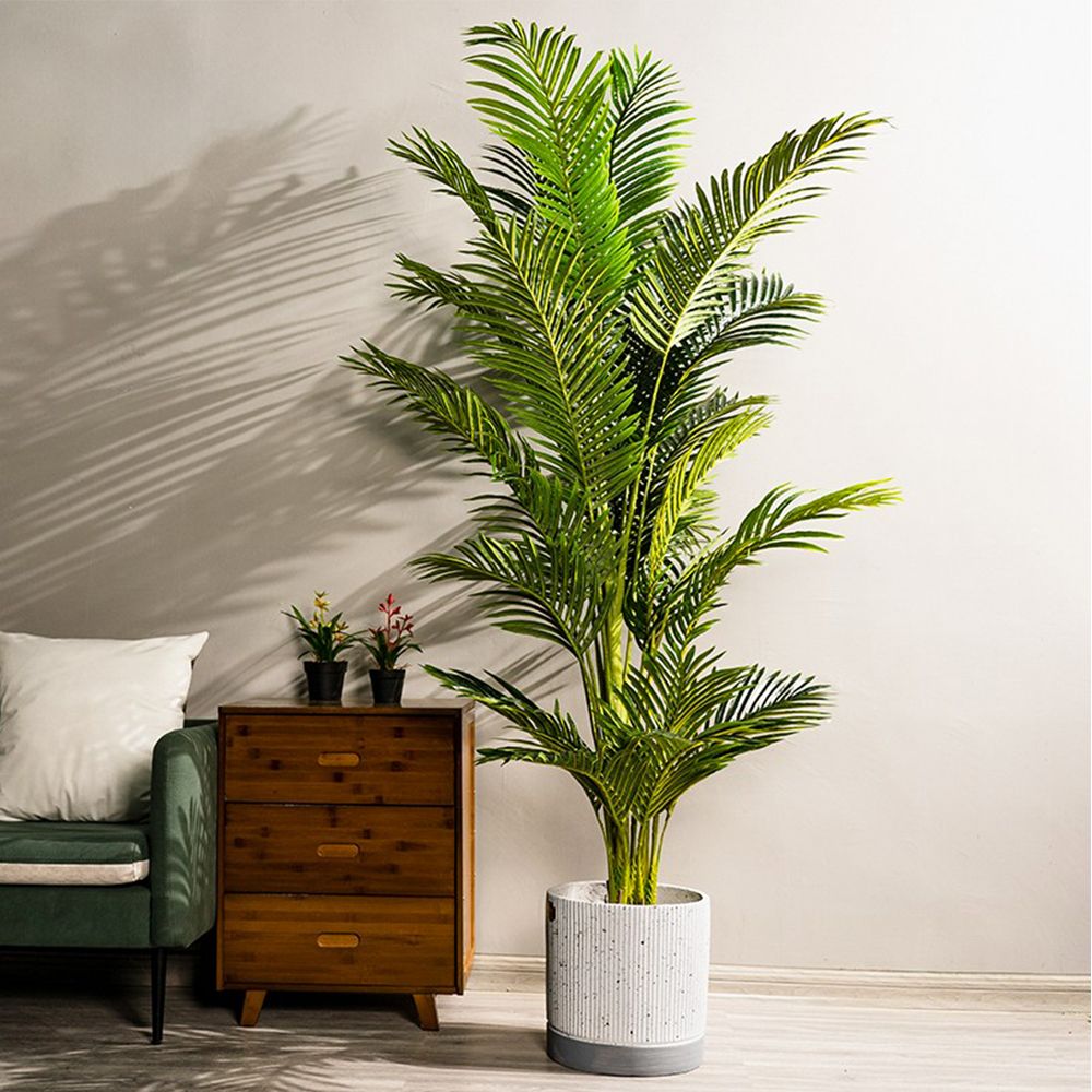 人造花 仿真植物 模擬樹 模擬綠植 模擬擺飾 尾葵模擬綠植物擺件大型客廳室內鳳尾竹葵盆栽假樹盆景裝飾造景137S 快速出貨