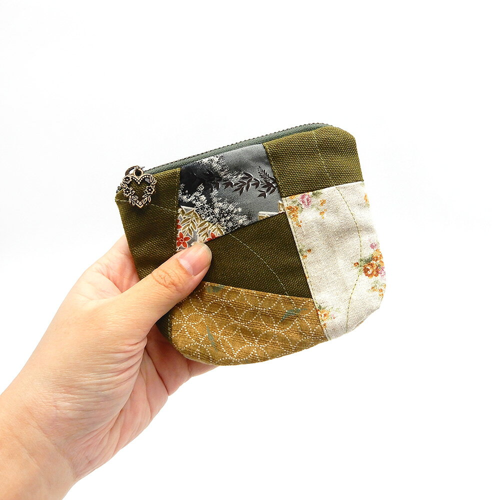 斗八布藝x覓品竹北手作店-拼布創作-扁身零錢包/收納包-森林綠 4