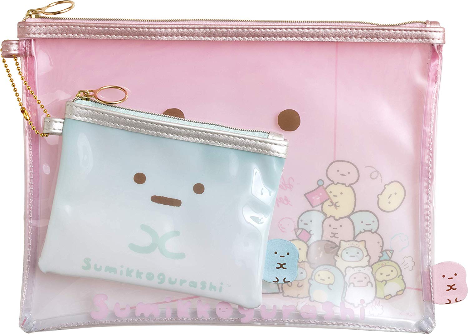 角落生物 Sumikko Gurashi 透明收納包2入，化妝包/收納包/手拿包/補妝包/面紙包，X射線【C736213】