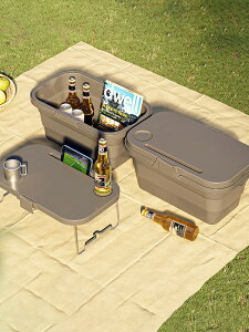 折疊戶外收納箱露營裝備野餐防水調料野炊車載后備箱餐具野餐籃