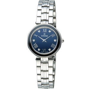 TITONI 梅花麥錶-指定商品-優雅伊人時尚腕錶(TQ42938S-B-552)-27mm-藍面鋼帶【刷卡回饋 分期0利率】