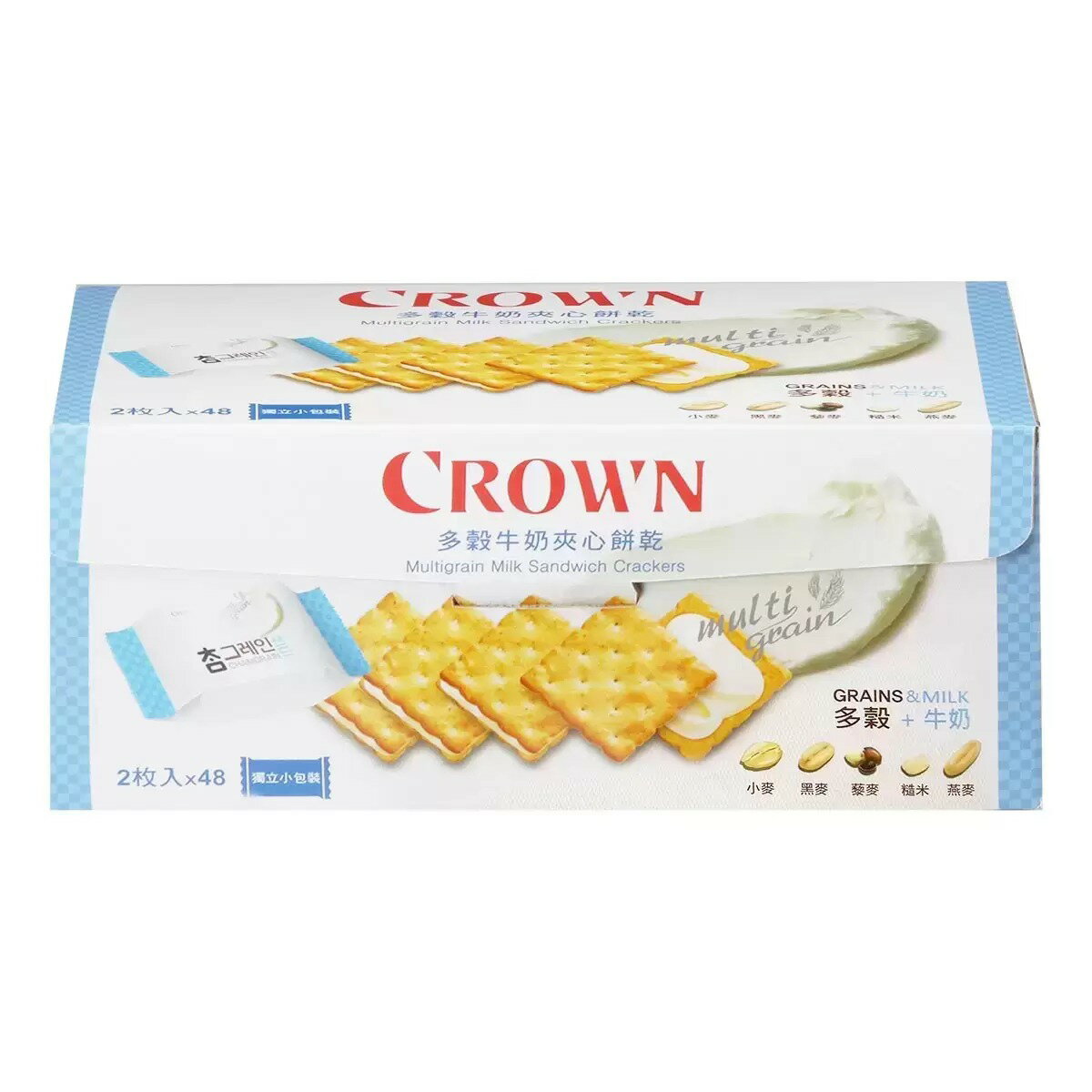 Crown 多穀牛奶夾心餅乾 16公克 X 48入