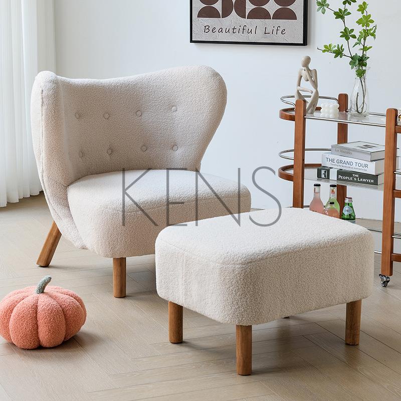 【KENS】沙發 沙發椅 北歐單人沙發椅羊羔毛絨客廳休閑椅設計師白色簡約輕奢臥室懶人椅