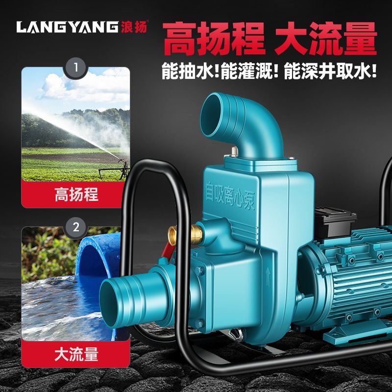 【台灣公司保固】家用自吸離心泵220V大流量大功率抽水泵農用灌溉化糞池污水泵380v 1