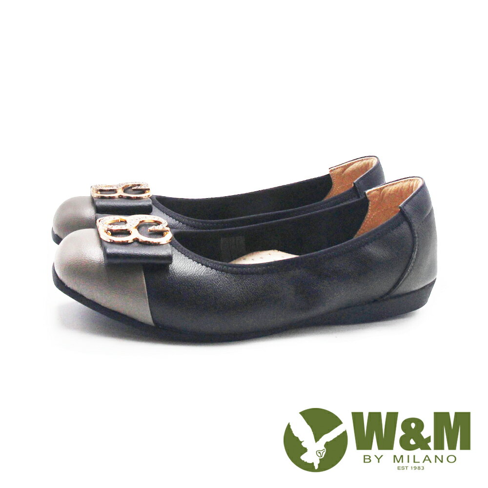 W&M(女)MIT方頭防磨腳S鑽娃娃鞋 女鞋-黑灰色