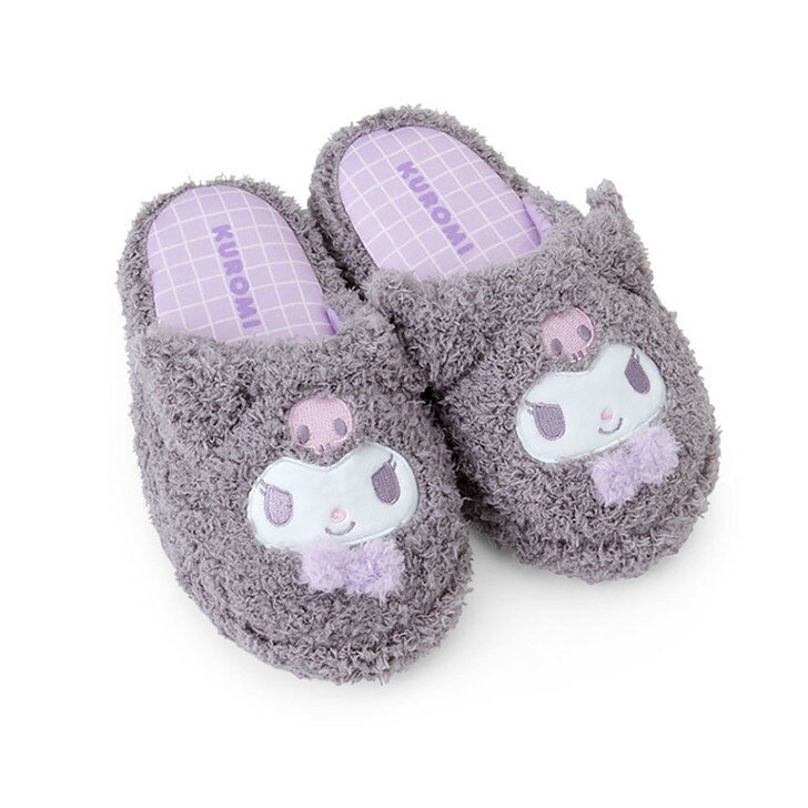 【震撼精品百貨】酷洛米 Kuromi~Sanrio 日本SANRIO三麗鷗 酷洛米兒童絨毛造型室內拖鞋18cm-大臉*28759