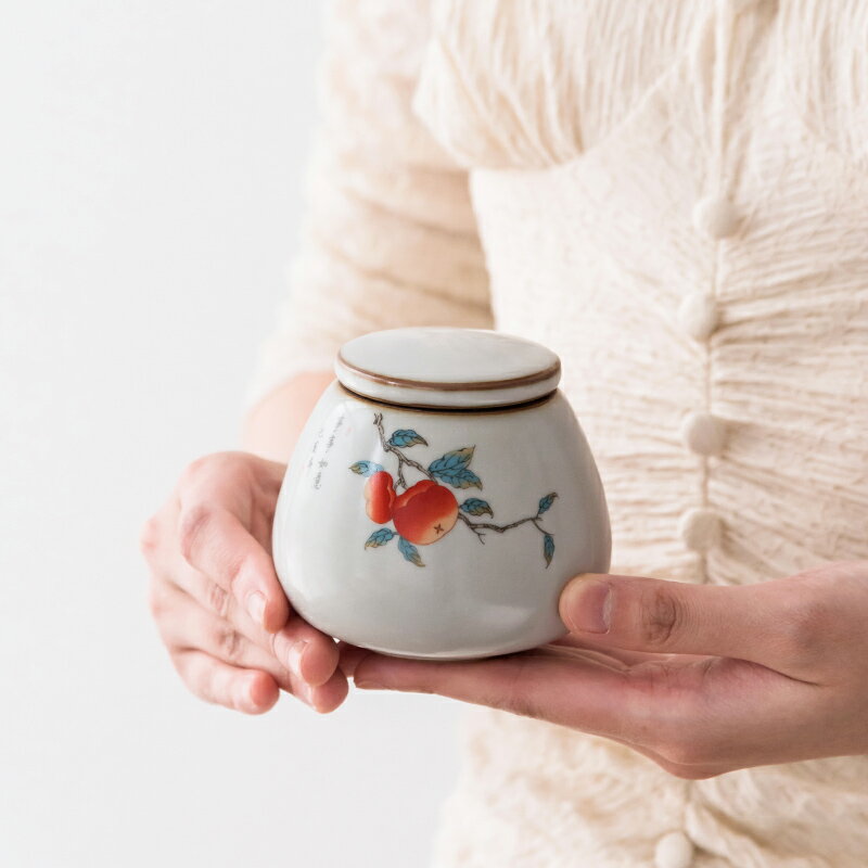 茶葉罐汝窯手工密封罐簡約茶倉陶瓷存儲罐醒茶罐防潮小號普洱茶罐