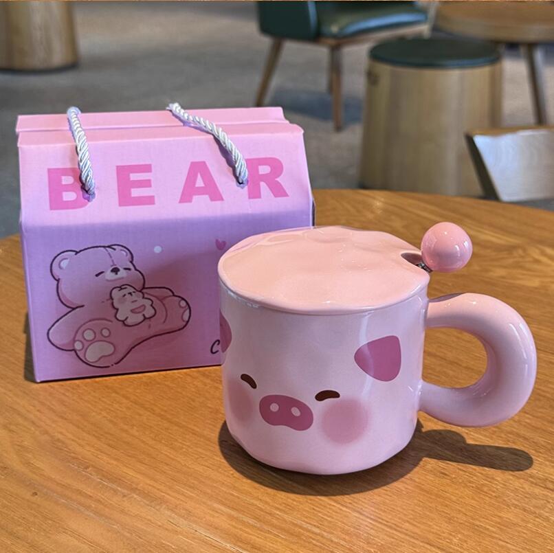 生日禮物女生可愛小豬杯子陶瓷馬克杯帶蓋送閨蜜實用伴手禮禮盒裝【繁星小鎮】 4