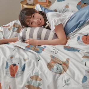 戀家小舖 100%精梳棉 床包 / 雙人加大【松木熊】含兩件枕套 60支精梳棉 台灣製