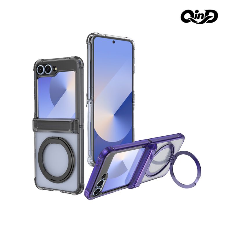 QinD SAMSUNG 三星 Galaxy Z Flip 7 FE 5G 旋轉磁吸支點殼(殼膜) 手機殼 保護殼 保護套 雙料殼 磁吸殼 支援 MagSafe