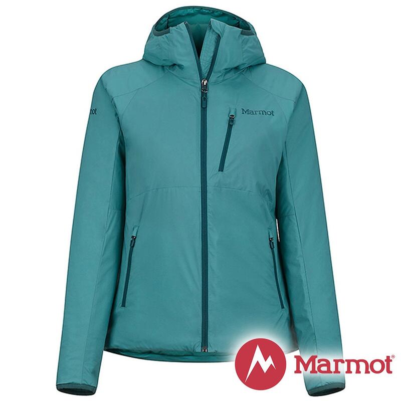 【Marmot】女 Novust 彈性保暖 連帽外套『藍綠』78190