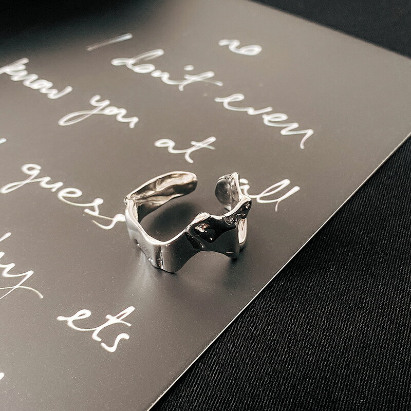 925純銀異性寬面戒指女復古冷淡風食指戒男潮個性朋克嘻哈指環 3