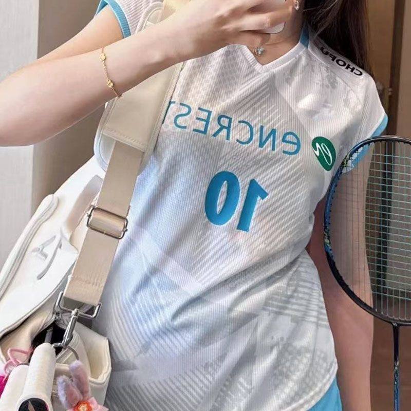 JP新款速乾羽毛球小飛袖田口真彩訓練羽毛球上衣運動大賽服女