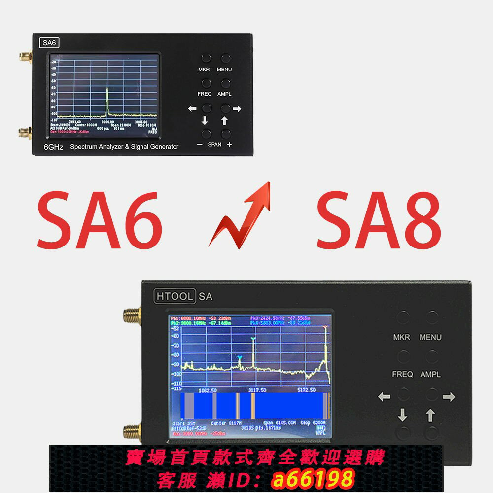 【臺灣公司 可開發票】SA6/SA8頻譜分析儀 35-6200Mhz 手持便攜式無線訊號測試分析儀器
