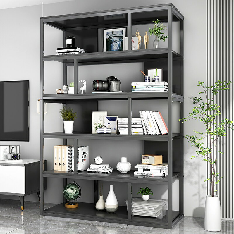 書架置物架落地家用客廳簡易辦公室收納架子現代輕奢多層鐵藝書柜