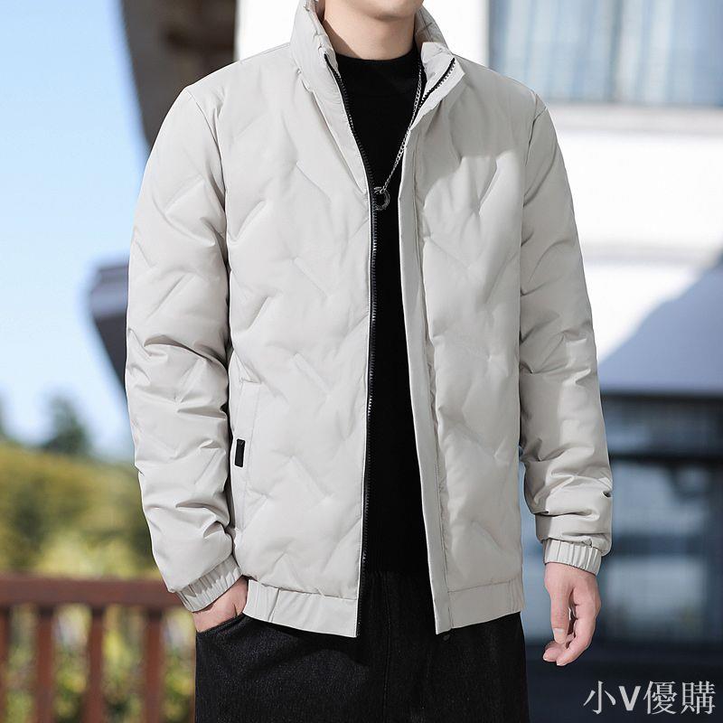 小V 80%白鴨絨立領羽絨服男韓版輕薄款冬季抗寒外套時尚百搭