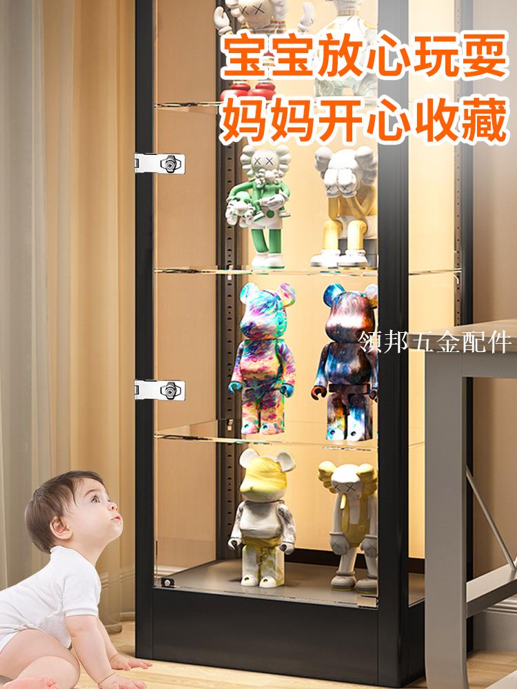 玻璃鎖免打孔櫃門櫃子鎖櫃臺鎖玻璃櫃鎖書櫃酒櫃安全鎖展示櫃鎖[領邦五金配件]