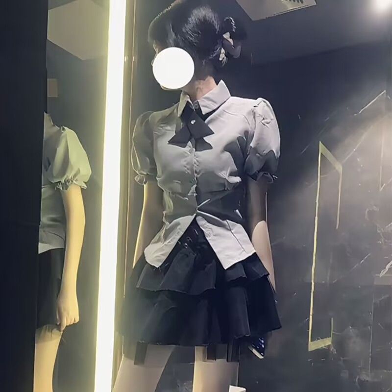【新店精選】2024新款小個子純欲套裝學院風女裝短裙子日系JK制服襯衫女兩件套